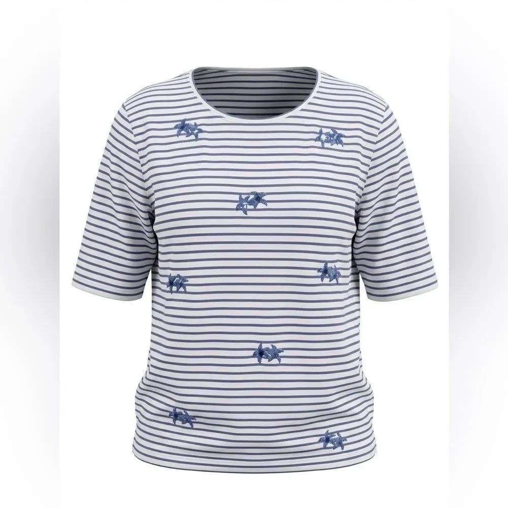 LULU-B WOMENS STRIPED BLOUSE BLUE WHITE SIZE 2X